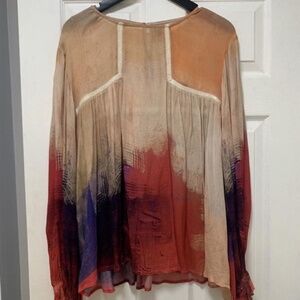 Anthropologie BI-nk Shira Peasant Blouse - Blush Multi 1X